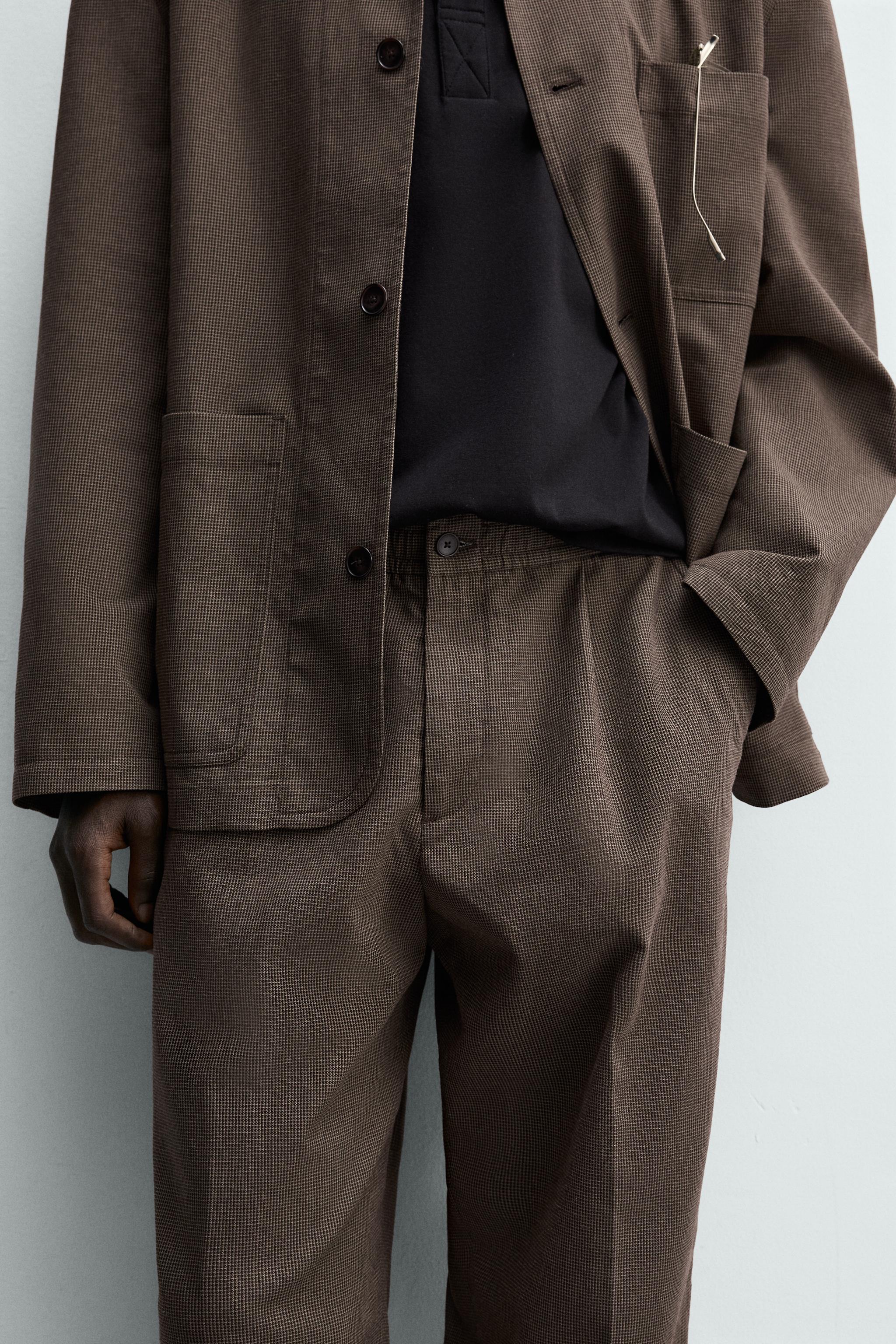 RELAXED FIT HOUNDSTOOTH SUIT PANTS